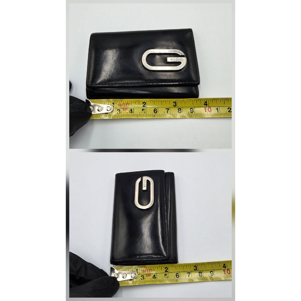 Gucci Vintage Black Leather 6 Hook Key Case Holder Silver G Logo Made in Italy - Picture 8 of 8